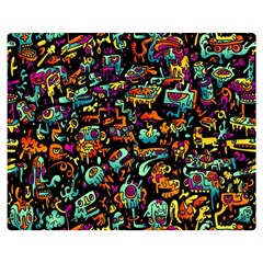Cartoon Monster Pattern Abstract Background Premium Plush Fleece Blanket (medium) by uniart180623