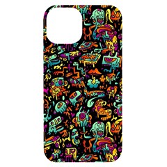 Cartoon Monster Pattern Abstract Background Iphone 14 Black Uv Print Case by uniart180623