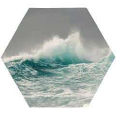 Big Storm Wave Wooden Puzzle Hexagon by uniart180623