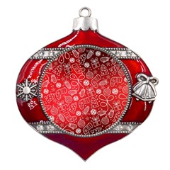 Christmas Pattern Red Metal Snowflake And Bell Red Ornament by uniart180623