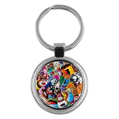 Cartoon Explosion Cartoon Characters Funny Key Chain (round) by uniart180623