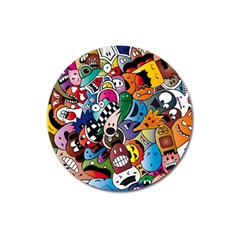 Cartoon Explosion Cartoon Characters Funny Magnet 3  (round) by uniart180623