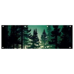 Magic Pine Forest Night Landscape Banner And Sign 9  X 3  by Simbadda