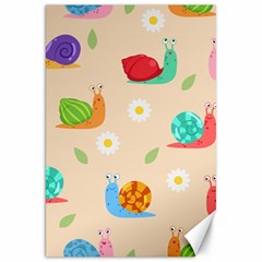 Seamless Pattern Cute Snail With Flower Leaf Canvas 20  X 30  by Simbadda