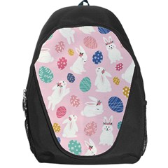 Cute Bunnies Easter Eggs Seamless Pattern Backpack Bag by Simbadda