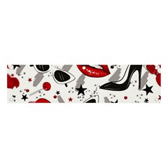 Red Lips Black Heels Pattern Banner And Sign 4  X 1  by Simbadda