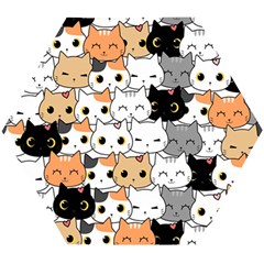 Cute Cat Kitten Cartoon Doodle Seamless Pattern Wooden Puzzle Hexagon by Simbadda