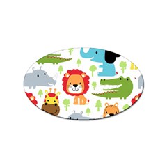 Seamless Pattern Vector With Animals Cartoon Sticker (oval) by Simbadda