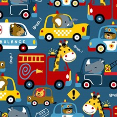 Seamless Pattern Vehicles Cartoon With Funny Drivers Play Mat (square) by Simbadda
