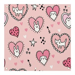 Cartoon Cute Valentines Day Doodle Heart Love Flower Seamless Pattern Vector Banner And Sign 3  X 3  by Simbadda