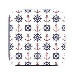 Nautical-seamless-pattern Square Metal Box (black) by Simbadda