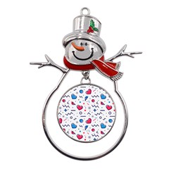 Hearts-seamless-pattern-memphis-style Metal Snowman Ornament by Simbadda