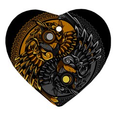 Yin-yang-owl-doodle-ornament-illustration Ornament (heart) by Simbadda