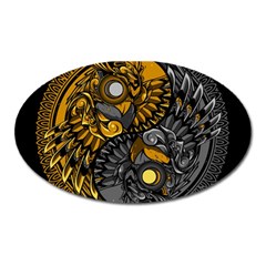 Yin-yang-owl-doodle-ornament-illustration Oval Magnet by Simbadda