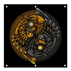 Yin-yang-owl-doodle-ornament-illustration Banner And Sign 4  X 4  by Simbadda