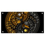 Yin-yang-owl-doodle-ornament-illustration Banner and Sign 6  x 3  Front