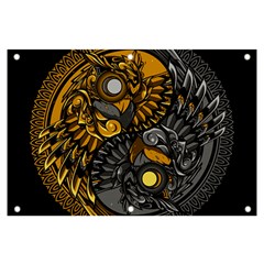 Yin-yang-owl-doodle-ornament-illustration Banner And Sign 6  X 4  by Simbadda
