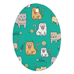 Seamless-pattern-cute-cat-cartoon-with-hand-drawn-style Ornament (oval) by Simbadda