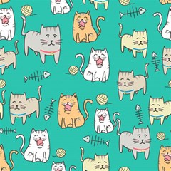 Seamless-pattern-cute-cat-cartoon-with-hand-drawn-style Play Mat (rectangle) by Simbadda