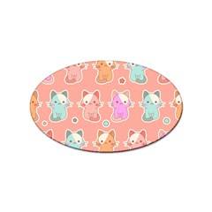Cute-kawaii-kittens-seamless-pattern Sticker Oval (100 Pack) by Simbadda