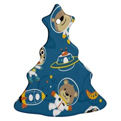 Seamless-pattern-funny-astronaut-outer-space-transportation Christmas Tree Ornament (two Sides) by Simbadda