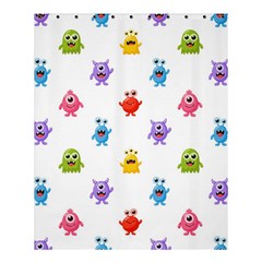 Seamless-pattern-cute-funny-monster-cartoon-isolated-white-background Shower Curtain 60  X 72  (medium)  by Simbadda