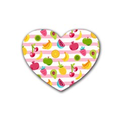 Tropical-fruits-berries-seamless-pattern Rubber Coaster (heart) by Simbadda