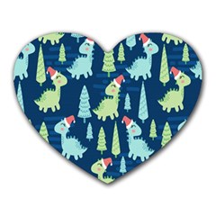 Cute-dinosaurs-animal-seamless-pattern-doodle-dino-winter-theme Heart Mousepad by Simbadda