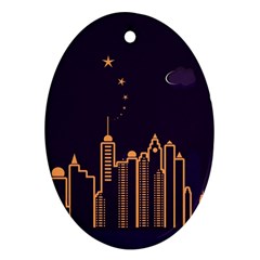 Skyscraper Town Urban Towers Ornament (oval) by Bangk1t