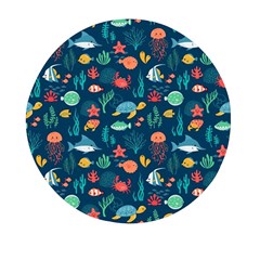 Variety Of Fish Illustration Turtle Jellyfish Art Texture Mini Round Pill Box by Bangk1t