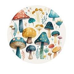 Mushroom Forest Fantasy Flower Nature Mini Round Pill Box by Bangk1t
