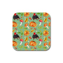 Autumn Seamless Background Leaves Wallpaper Texture Rubber Square Coaster (4 Pack) by Bangk1t