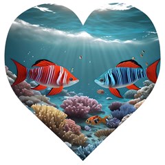 Fish Sea Ocean Wooden Puzzle Heart by Ravend