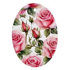 Flower Rose Pink Ornament (oval) by Ravend