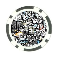 New York City Nyc Broadway Doodle Art Poker Chip Card Guard (10 Pack) by Grandong