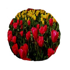 Yellow Pink Red Flowers Standard 15  Premium Round Cushions by artworkshop