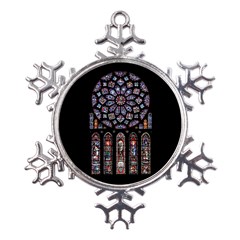 Chartres Cathedral Notre Dame De Paris Stained Glass Metal Large Snowflake Ornament by Grandong