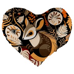 Vintage Possum Pattern Large 19  Premium Heart Shape Cushions by Valentinaart