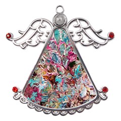 Pink Petals Blend Metal Angel With Crystal Ornament by kaleidomarblingart