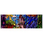 Beauty Stained Glass Castle Building Banner and Sign 9  x 3  Front