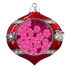 Cherry-blossoms-floral-design Metal Snowflake And Bell Red Ornament by Bedest