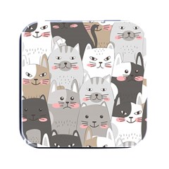 Cute Cats Seamless Pattern Square Metal Box (black) by pakminggu