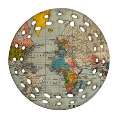 Vintage World Map Ornament (round Filigree) by Cowasu
