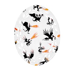 Dragon-phoenix-fire-bird-ancient Oval Filigree Ornament (two Sides) by Cowasu