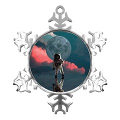 Astronaut-moon-space-nasa-planet Metal Small Snowflake Ornament by Cowasu