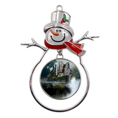 Sea-island-castle-landscape Metal Snowman Ornament by Cowasu