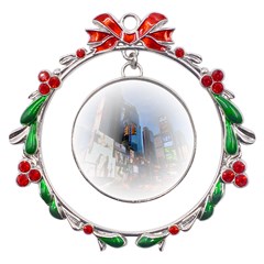 New York City Metal X mas Wreath Ribbon Ornament by Sarkoni