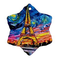 Eiffel Tower Starry Night Print Van Gogh Ornament (snowflake) by Sarkoni
