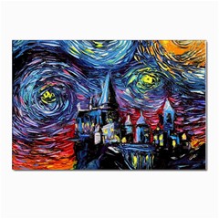Castle Starry Night Print Van Gogh Parody Postcard 4 x 6  (pkg Of 10) by Sarkoni