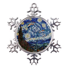 Mosaic Art Vincent Van Gogh s Starry Night Metal Large Snowflake Ornament by Sarkoni